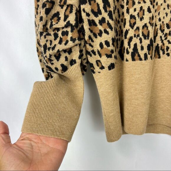 Frame Pullover Sweater Size Small Brown Cheetah Leopard Wool Blend - Picture 8 of 10